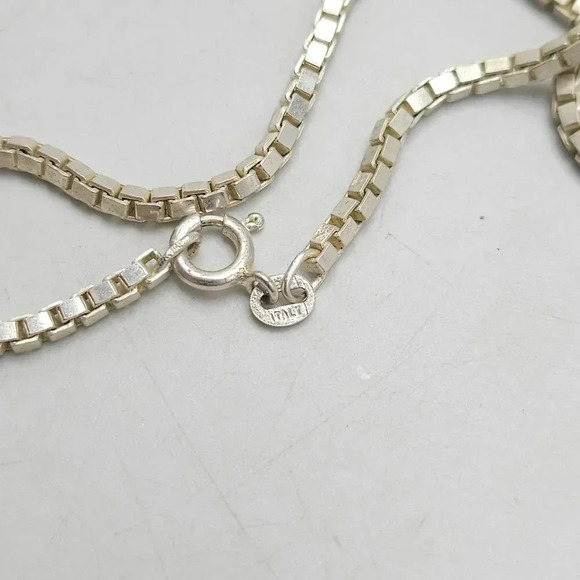 Sterling Silver Box Chain Necklace 15" With Spring Ring Clasp Vintage 12.6g - Picture 4 of 6